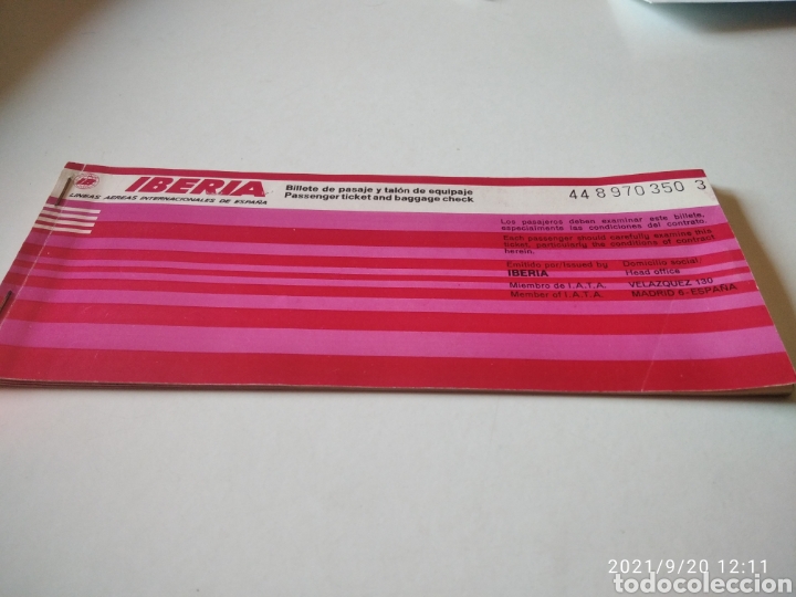 Collectionnisme Billets de transport: Pasajes de avi&oacute;n Iberia varios destinos 1976