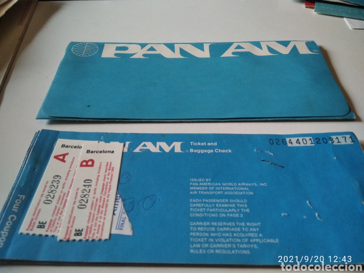 Collectionnisme Billets de transport: Pasaje avi&oacute;n unos 14 destinos 1974 PAN AM