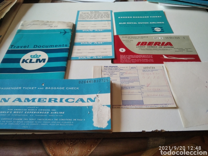 Collectionnisme Billets de transport: Pasaje avi&oacute;n KLM, PAN AMERICAN, IBERIA billetes exceso de equipaje 1972