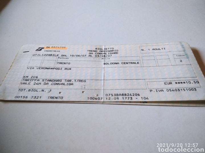 Collectionnisme Billets de transport: Billetes de tren Trenitalia