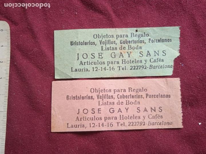 Collectables Transport Tickets: Barcelona. 2 billetes de tranv&iacute;a. Publicidad Jos&eacute; Gay Sans.