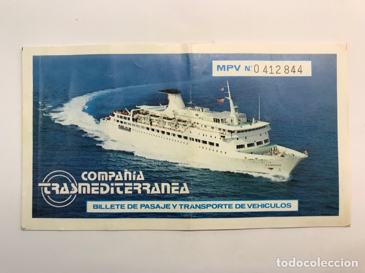 Collectionnisme Billets de transport: COMPA&Ntilde;IA TRANSMEDITERRANEA. Billete de Pasaje y Transporte de Veh&iacute;culos Almeria a Melilla (a.1978)