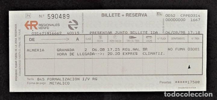 Collectionnisme Billets de transport: BILLETE DE TRANSPORTE. REGIONALES RENFE. REGIONAL EXPRES. ALMERIA-GRANADA. 1998.