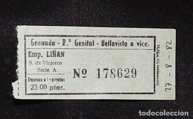 Collectionnisme Billets de transport: BILLETE DE AUTOBUS. GRANADA. LI&Ntilde;&Aacute;N. 1982.