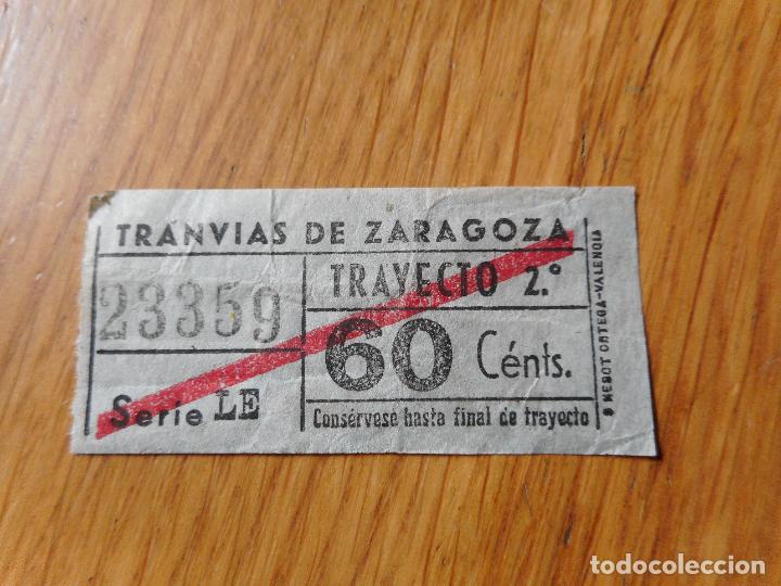 Collectionnisme Billets de transport: ANTIGUO BILLETE TRANVIAS ZARAGOZA 60 CENTIMOS.