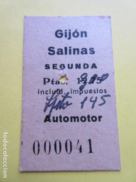 Sammeln von Fahrkarten: BILLETE TIPO EDMONSON FECHA ATRAS 17 FEBRERO 1958 - GIJON SALINAS SEGUNDA AUTOMOTOR