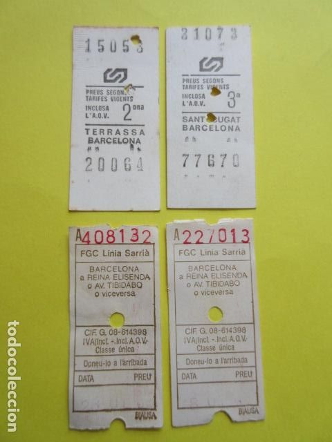 Collectionnisme Billets de transport: LOTE 4 BILLETES LINEA SARRIA FERROCARRIL CATALANES GENERALITAT VER FOTOS TRAYECTOS