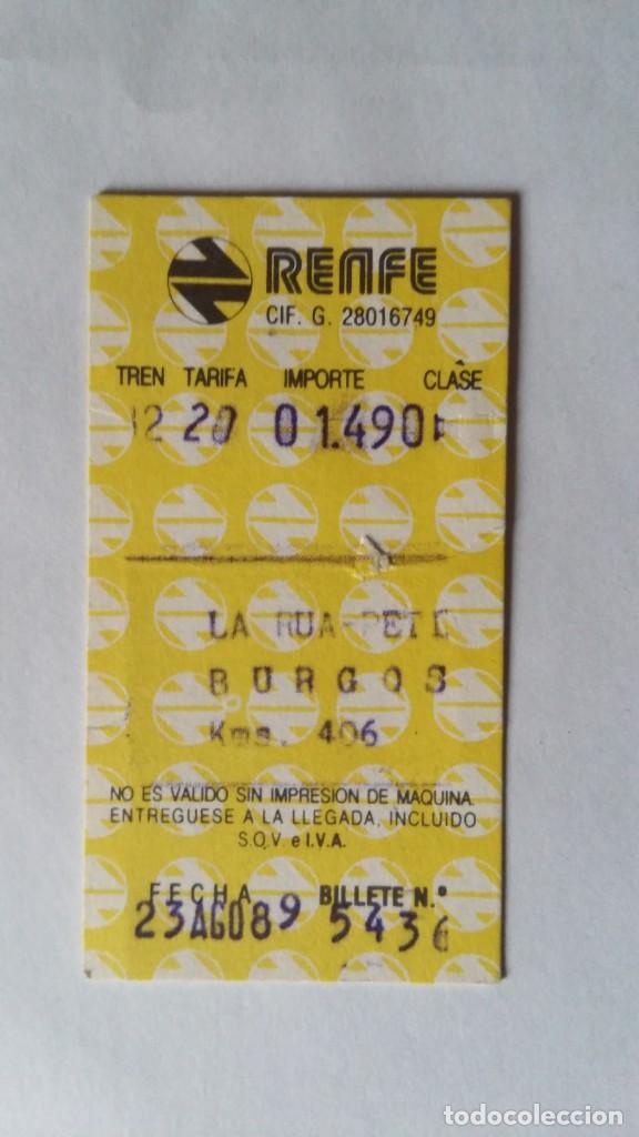 Collectionnisme Billets de transport: Billete antiguo de Renfe La R&uacute;a Pet&iacute;n Orense - Burgos 1989