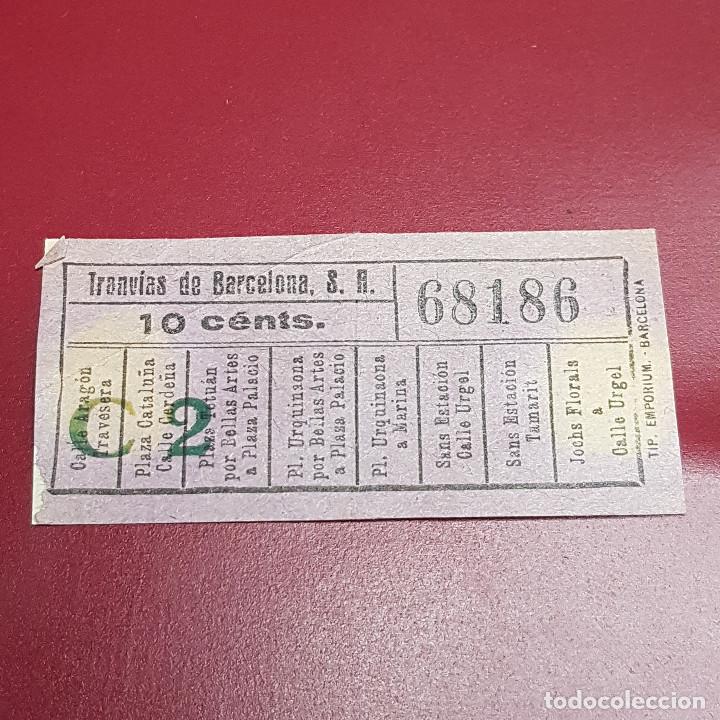 Coleccionismo Billetes de transporte: BILLETE DE TRANVIA BARCELONA - 10CTS - VARIOS TRAYECTOS - CAPICULA 68186