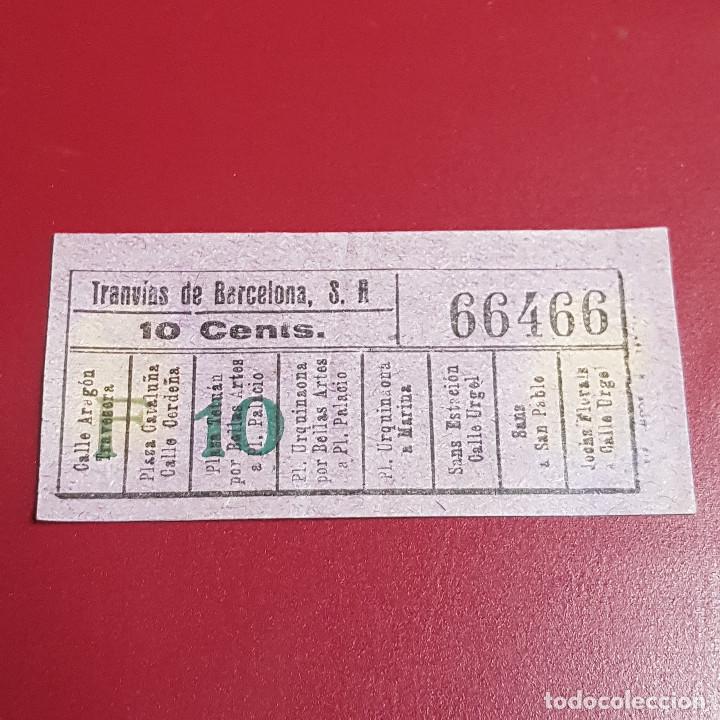 Coleccionismo Billetes de transporte: BILLETE DE TRANVIA BARCELONA - 10CTS - VARIOS TRAYECTOS - CAPICULA 66466