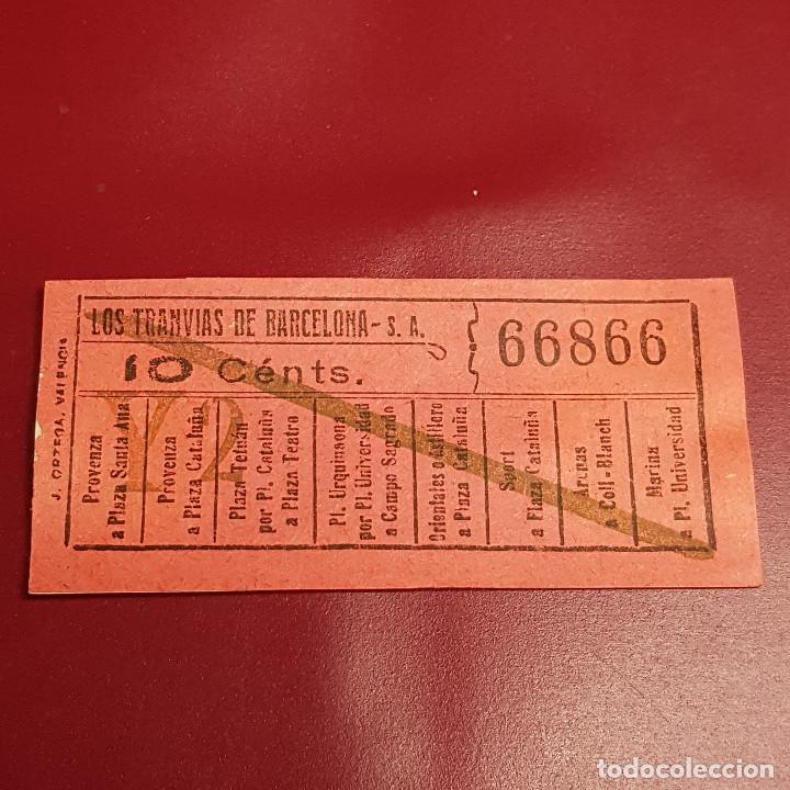 Coleccionismo Billetes de transporte: BILLETE DE TRANVIA BARCELONA - 10CTS - VARIOS TRAYECTOS - CAPICULA 66866