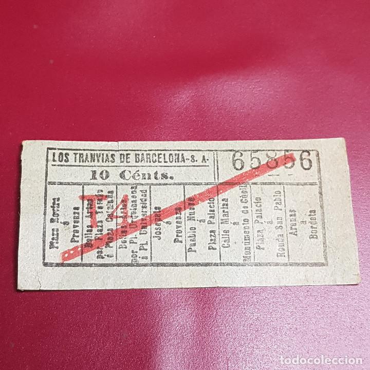 Sammeln von Fahrkarten: BILLETE DE TRANVIA BARCELONA - 10CTS - VARIOS TRAYECTOS - CAPICULA 65856