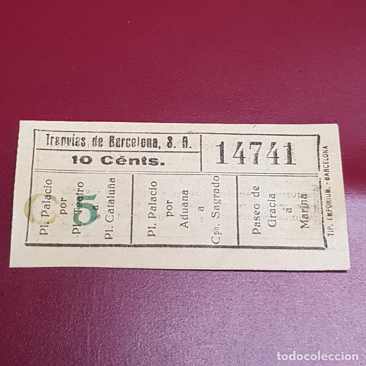 Sammeln von Fahrkarten: BILLETE DE TRANVIA BARCELONA - 10CTS - VARIOS TRAYECTOS - CAPICULA 14741