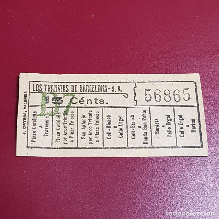 Sammeln von Fahrkarten: BILLETE DE TRANVIA BARCELONA - 15CTS - VARIOS TRAYECTOS - CAPICUA 56865