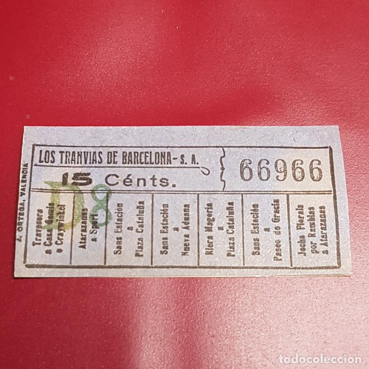 Sammeln von Fahrkarten: BILLETE DE TRANVIA BARCELONA - 15CTS - VARIOS TRAYECTOS - CAPICUA 66966