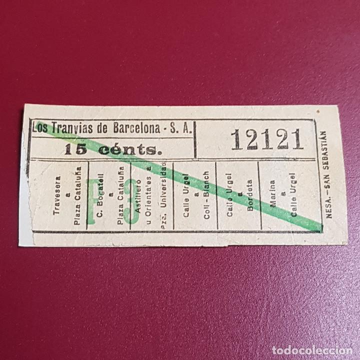 Sammeln von Fahrkarten: BILLETE DE TRANVIA BARCELONA - 15CTS - VARIOS TRAYECTOS - CAPICUA 12121