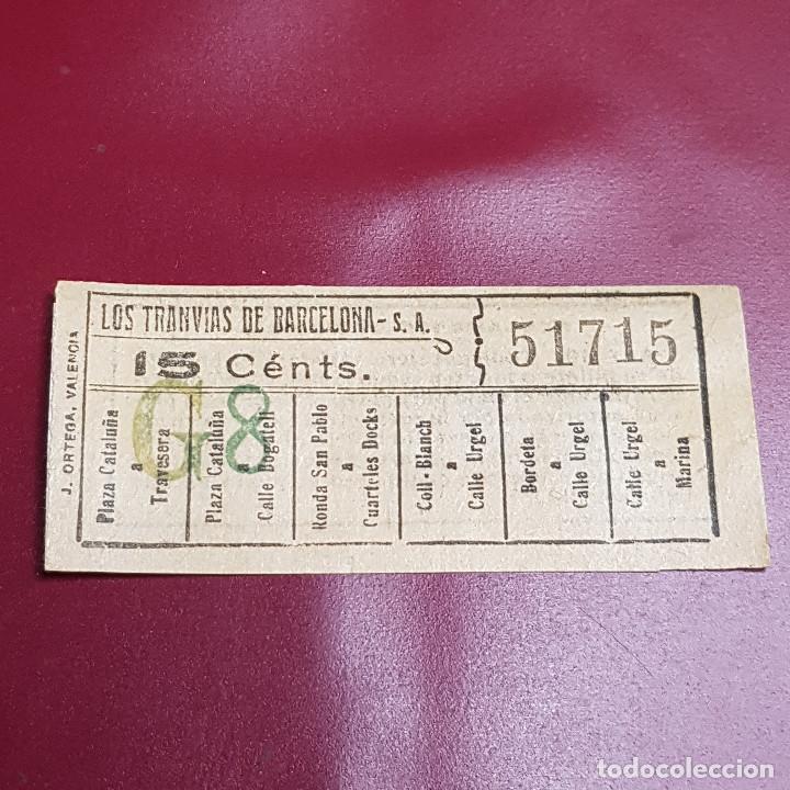 Sammeln von Fahrkarten: BILLETE DE TRANVIA BARCELONA - 15CTS - VARIOS TRAYECTOS - CAPICUA 51715