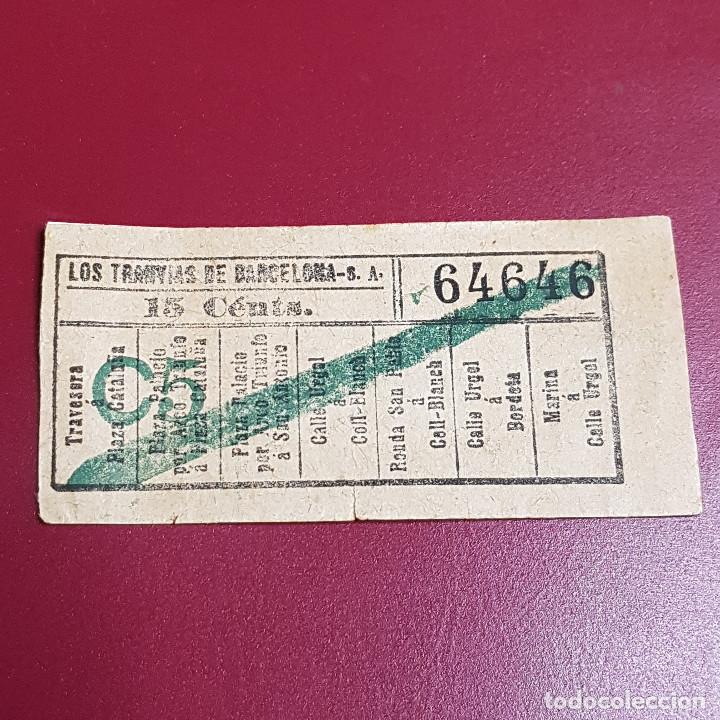 Sammeln von Fahrkarten: BILLETE DE TRANVIA BARCELONA - 15CTS - VARIOS TRAYECTOS - CAPICUA 64646
