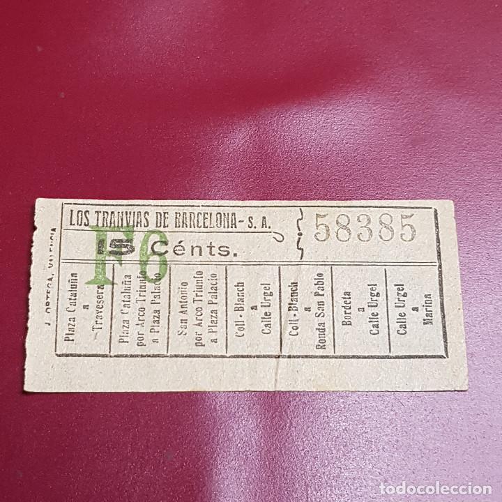 Sammeln von Fahrkarten: BILLETE DE TRANVIA BARCELONA - 15CTS - VARIOS TRAYECTOS - CAPICUA 58385