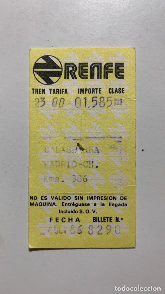 Collectionnisme Billets de transport: BILLETE DE TREN RENFE CALASPARRA (MURCIA) - MADRID A&Ntilde;O 1984