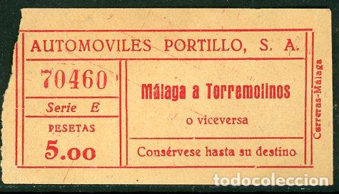 Colecionismos Bilhetes de Transporte: BILLETE DE AUTOMOVILES PORTILLO // MALAGA - TORREMOLINOS // S29