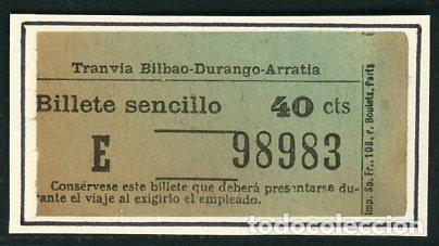 Collectionnisme Billets de transport: BILLETE DE TRANVIA BILBAO - DURANGO - ARRATIIA // S29