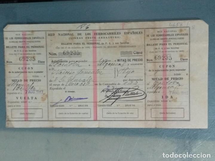 Colecionismos Bilhetes de Transporte: BILLETE RENFE PARA EL PERSONAL DE F.C. Y SUS FAMILIAS 50%) A&Ntilde;O 1943.