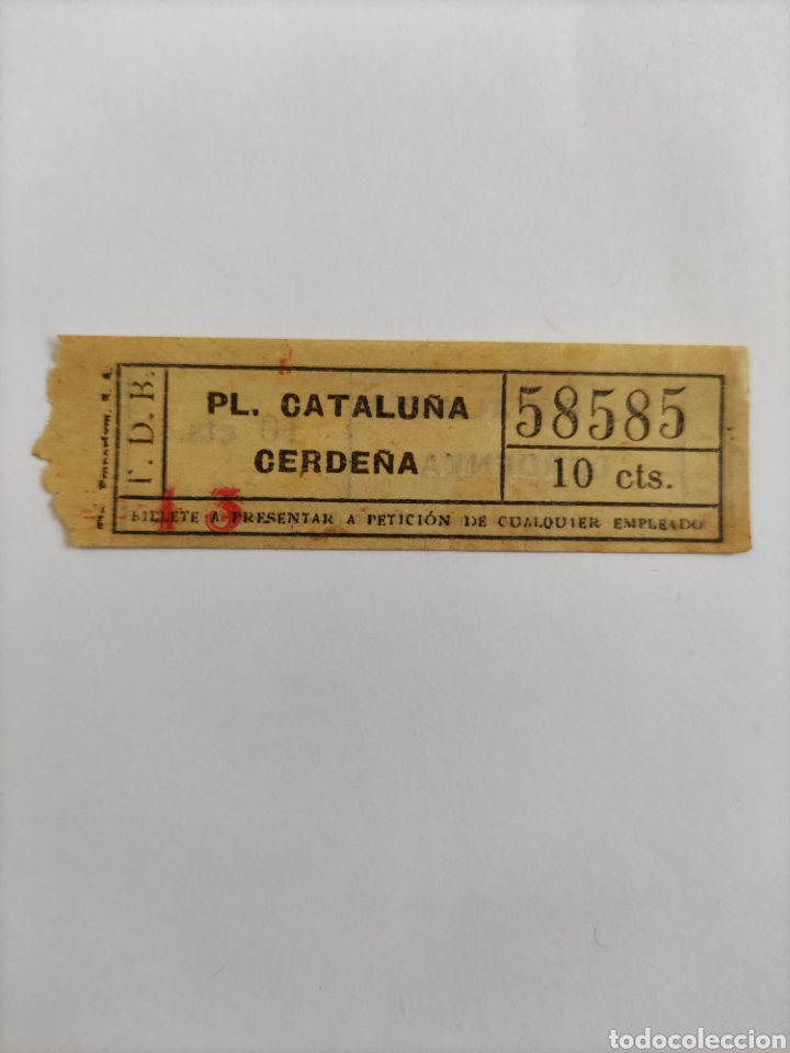 Colecionismos Bilhetes de Transporte: Billete antiguo PLAZA CATALU&Ntilde;A CERDE&Ntilde;A. CAPIC&Uacute;A