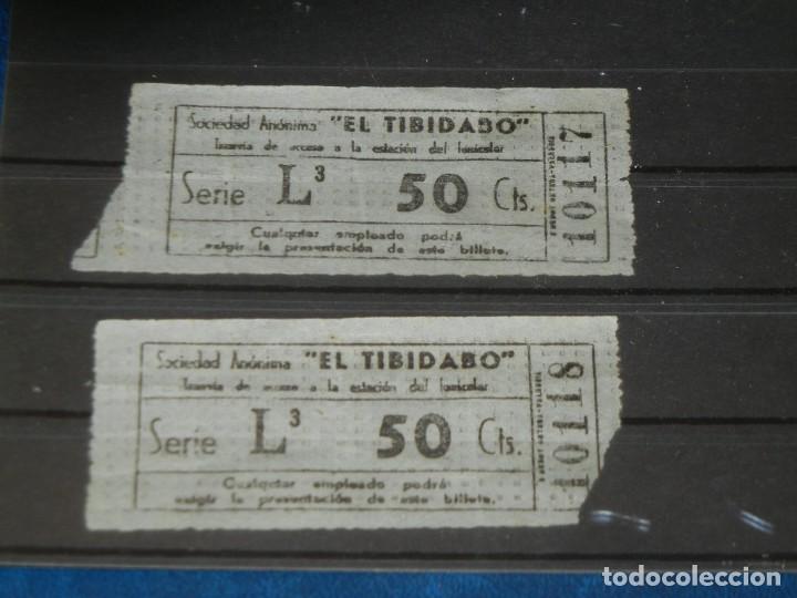 Colecionismos Bilhetes de Transporte: TRANVIA BLAU EL TIBIDABO - DOS BILLETES NUM.CONSECUTIVA - A&Ntilde;OS 1950 APROX