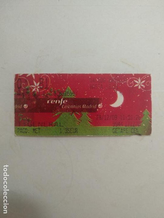 Colecionismos Bilhetes de Transporte: BILLETE TREN RENFE CERCAN&Iacute;AS MADRID. EDICI&Oacute;N ESPECIAL NAVIDAD a&ntilde;o 2009
