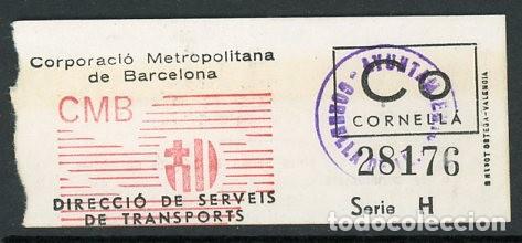 Collectionnisme Billets de transport: BILLETE DE CORPORACIO METROPOLITANA DE BCN // CORNELLA //S6