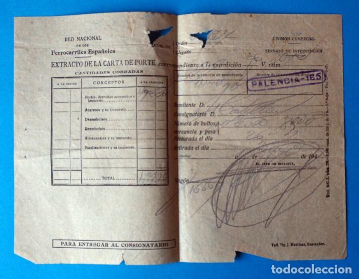 Coleccionismo Billetes de transporte: ANTIGUO RECIBO: RED NACIONAL DE LOS FERROCARRILES ESPA&Ntilde;OLES. PALENCIA. A&Ntilde;O 1940
