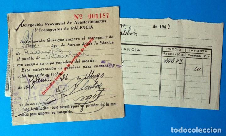 Coleccionismo Billetes de transporte: ANTIGUO RECIBO: PROVISIONAL DE ABASTECIMIENTO DE TRANSPORTE DE PALENCIA. A&Ntilde;O 1947