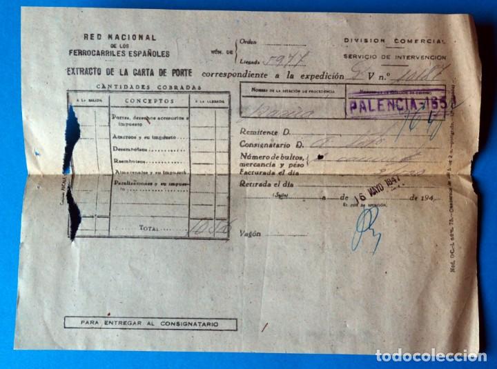 Coleccionismo Billetes de transporte: ANTIGUO RECIBO: RED NACIONAL DE LOS FERROCARRILES ESPA&Ntilde;OLES. PALENCIA. A&Ntilde;O 1947