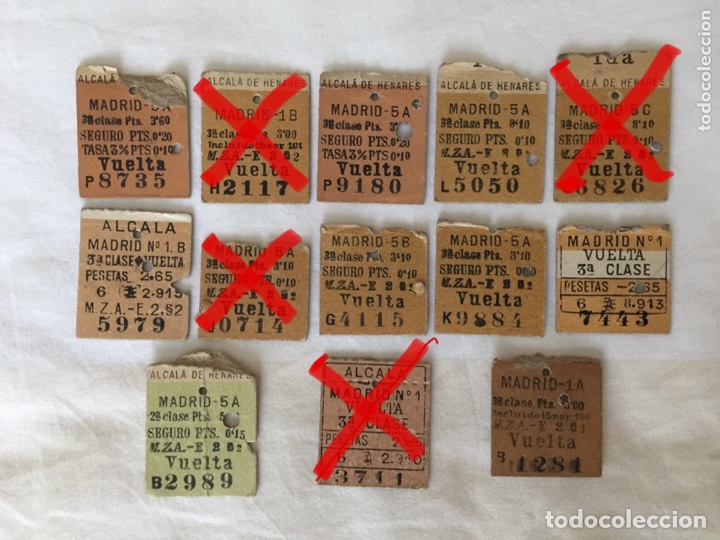Colecionismos Bilhetes de Transporte: Madrid Atocha - Alcal&aacute; de Henares / Cup&oacute;n vuelta //MZA / A&ntilde;os 10-30 / Pieza sin cruz a elegir