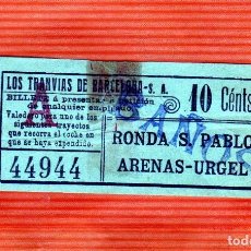 Coleccionismo Billetes de transporte: BILLETE MUY ANTIGUO DE 1917 ESPECIAL PARA IR A LOS BAÑOS DE LA BARCELONETA. RARO. Lote 302659753