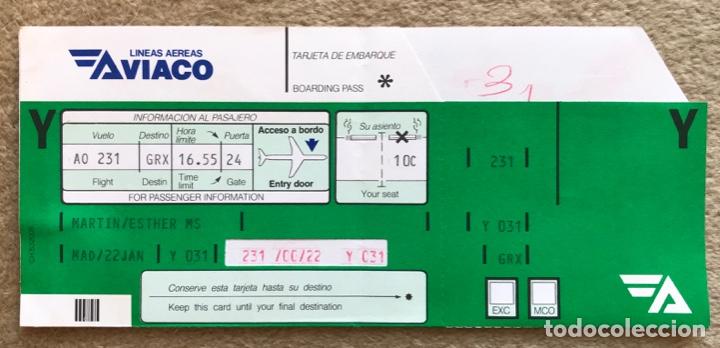 Colecionismos Bilhetes de Transporte: Aviaco Lineas A&eacute;reas - Aerol&iacute;nea - Tarjeta de embarque - A&ntilde;os 80/90