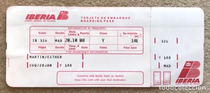Colecionismos Bilhetes de Transporte: Iberia Lineas A&eacute;reas de Espa&ntilde;a - Aerol&iacute;nea - Tarjeta de Embarque - A&ntilde;os 80/90