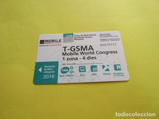 Sammeln von Fahrkarten: TARJETA CONGRESO MOVILES 2016 1 ZONA 4 DIAS