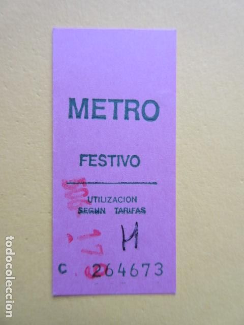 Colecionismos Bilhetes de Transporte: BILLETE FESTIVO METRO DE MADRID ROSA Y LETRAS EN VERDE