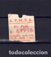 Sammeln von Fahrkarten: BILLETE CAPICUA 69996 AUTOBUS A.T.M.S.A. ATMSA AUTO TRASNPORTES MARTI