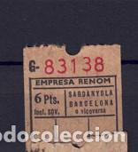 Sammeln von Fahrkarten: BILLETE CAPICUA 83138 AUTOBUS RENOM SARDANYOLA 6 PESETAS