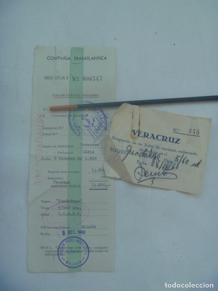 Collectables Transport Tickets: BILLETE COMPA&Ntilde;IA TRASATLANTICA DE CADIZ A VERACRUZ ( MEJICO ), BUQUE GUADALUPE. MALAGA, 1960