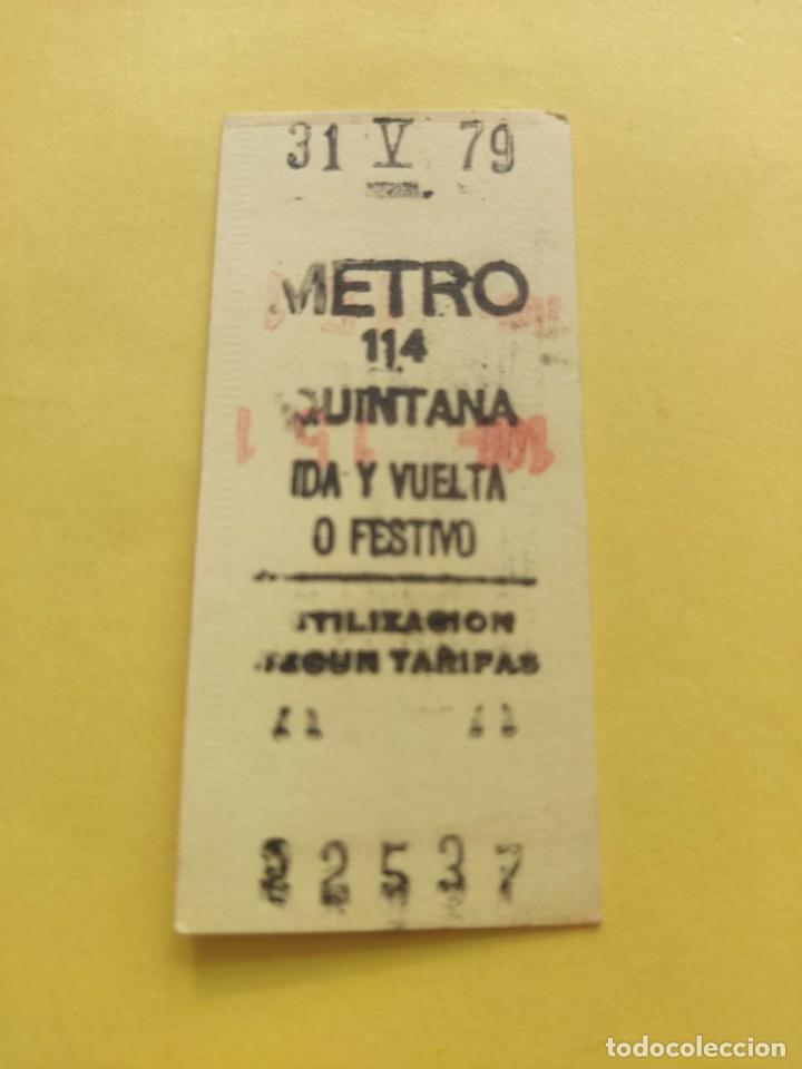 Sammeln von Fahrkarten: BILLETE METRO MADRID AMARILLO IDA VUELTA QUINTANA 114 1979