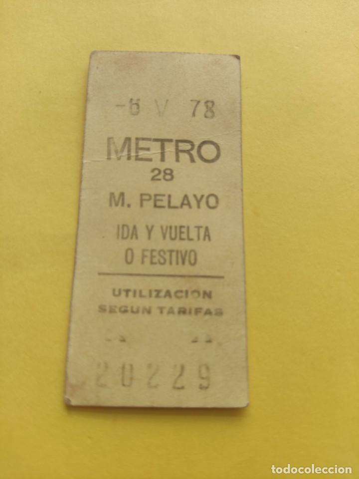 Collectables Transport Tickets: BILLETE METRO MADRID AMARILLO IDA VUELTA M. Pelayo 28 1978