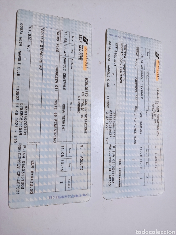 Collectables Transport Tickets: Billete de tren Italia