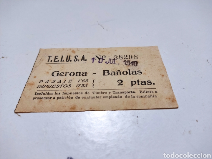 Collectables Transport Tickets: Billete transporte antiguo Gerona-Ba&ntilde;olas 1940