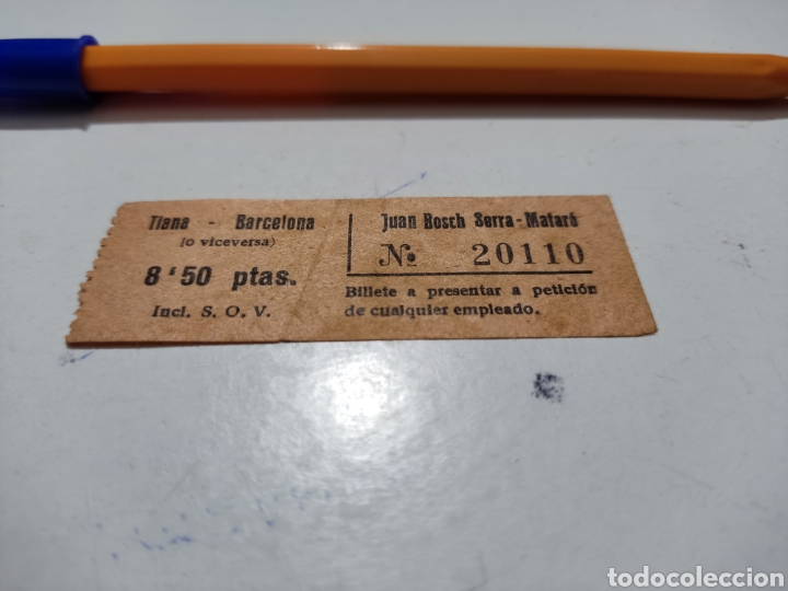Collectionnisme Billets de transport: Billete transporte Tiana- Barcelona