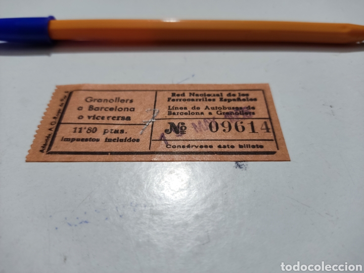 Collectionnisme Billets de transport: Billete transporte Granollers a Barcelona