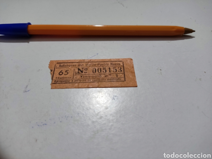 Collectionnisme Billets de transport: Billete transporte autobuses San Mart&iacute;n-Pueblo nuevo